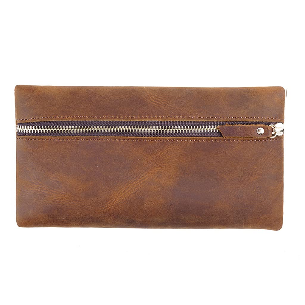 ACiyD Estuche para lápices con Cremallera Retro de Cuero de Vaca Estuche para lápices con empuñadura de Mano portátil Estuche para lápices (E, 23 cm * 12 cm) (F 23 cm * 12 cm)