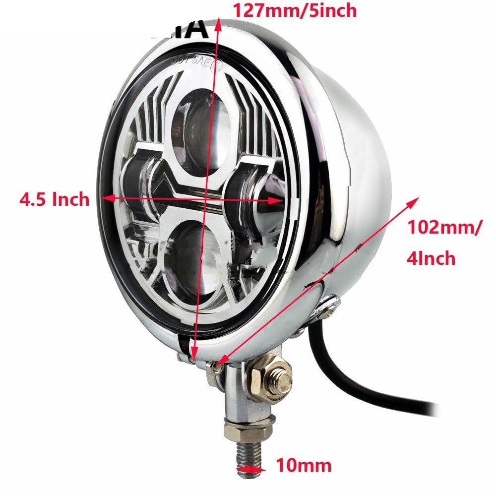 Phares de moto à LED Phare de moto Convient pour Harley Softail Chopper BobberLED moto personnalisé Vintage 4.5 "phare LED Spot lampe éclairage(6pcs black)