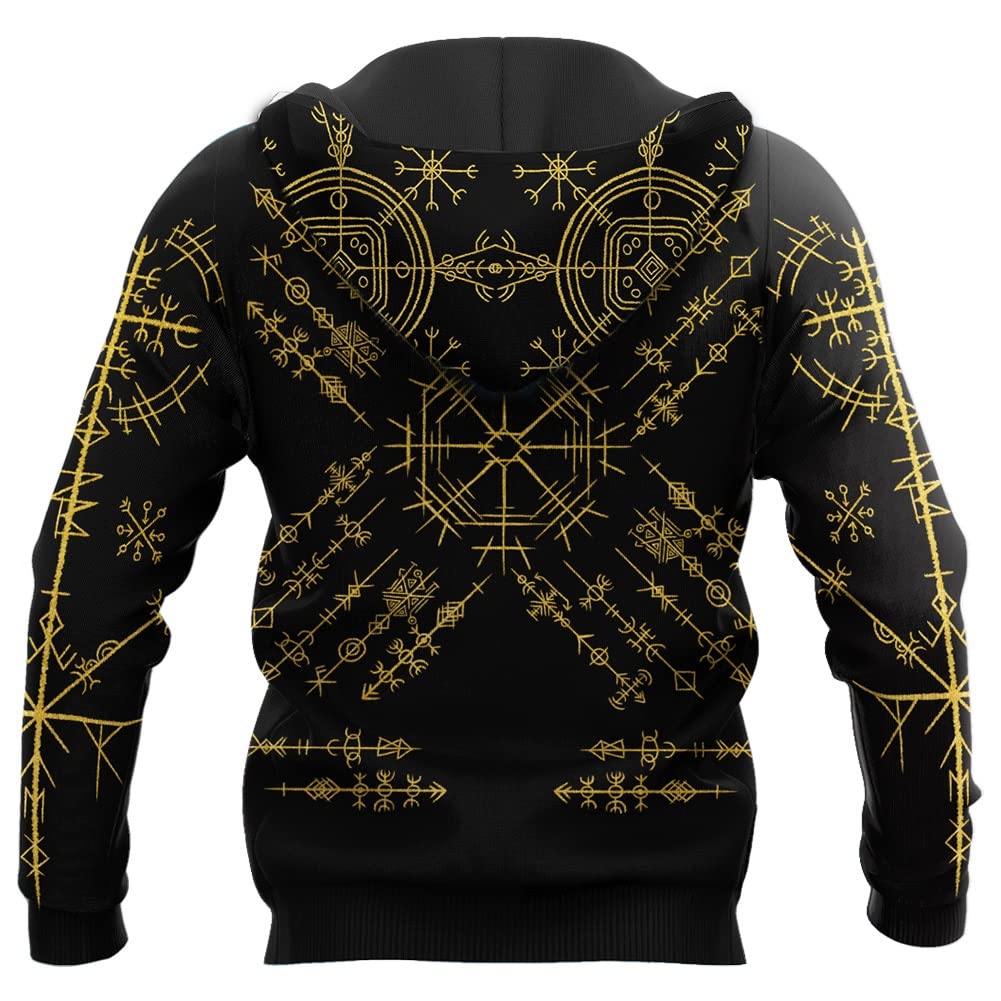 Męska bluza z kapturem Viking Helm of Awe, mitologia nordycka, nadruk cyfrowy 3D, rozpinana bluza z kapturem, rozmiar S-5XL