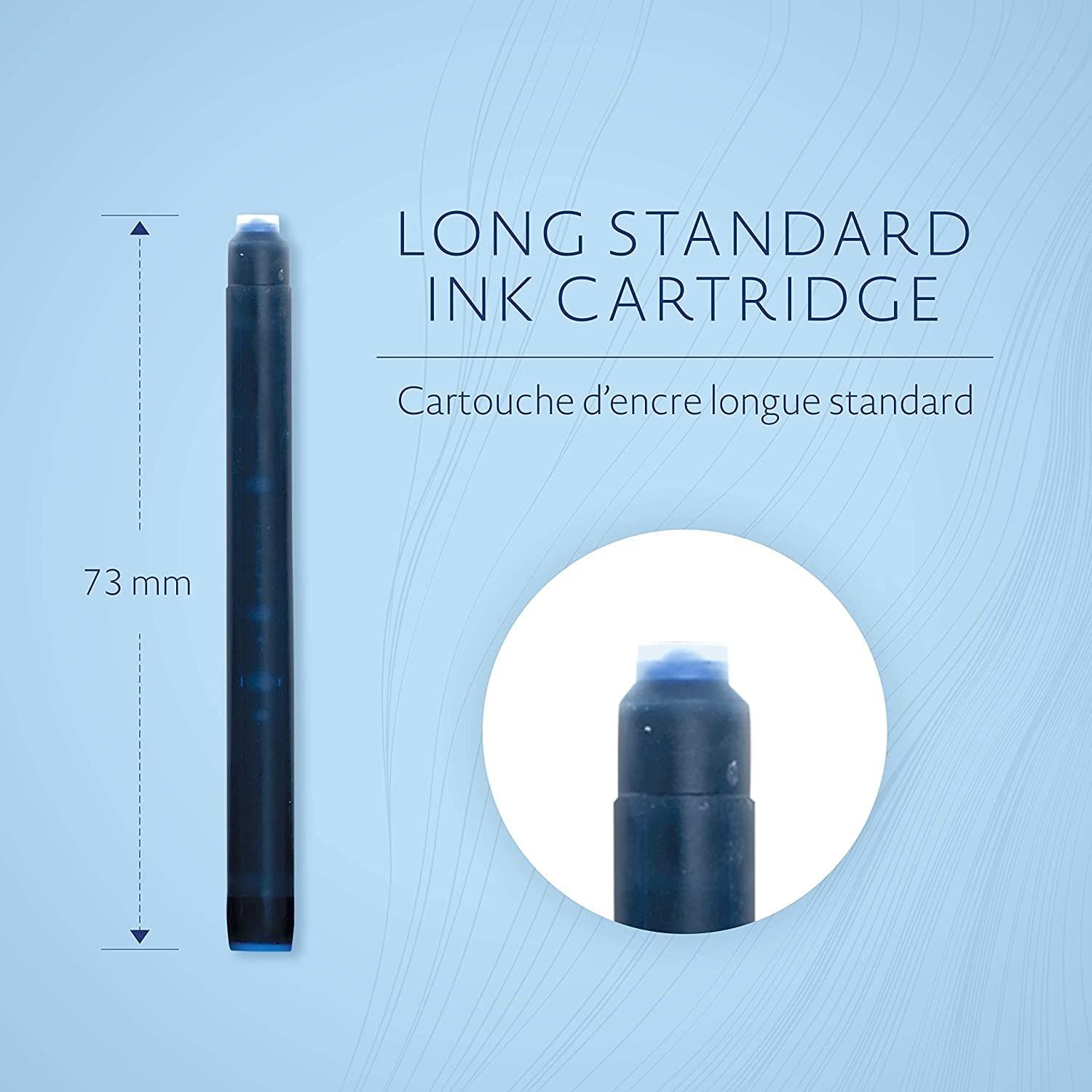 Waterman Lot de 10 cartouches d'encre compatibles avec tous les stylo-plume Waterman Full, bleu et noir