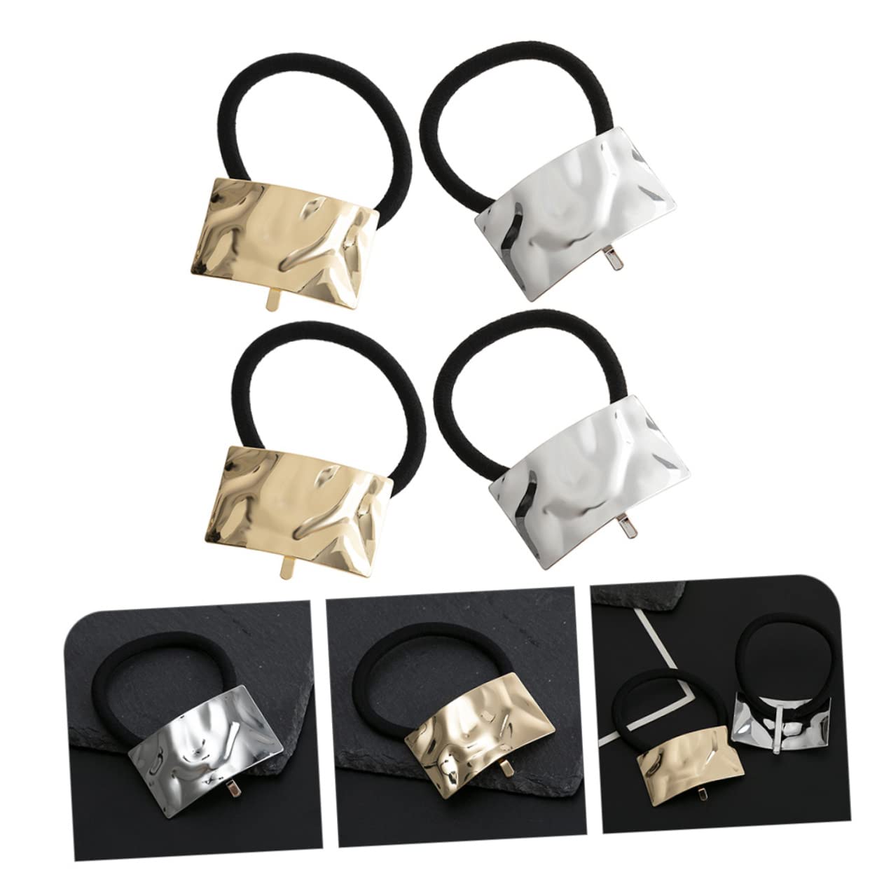 MAGICLULU 16 Pz polsino con elastici per diadema d'oro anello elastico per alto curly hair curls elastica per polsino porta coda di cavallo temperamento staffa