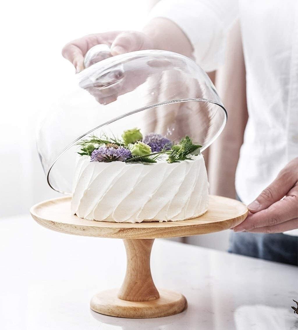 Présentoir à gâteaux en Bois, boîte à gâteaux, Fromage, Salade, Couvercle de Conservation, dôme Anti-poussière en Verre (Taille : 8 Pouces) (10 Pouces)