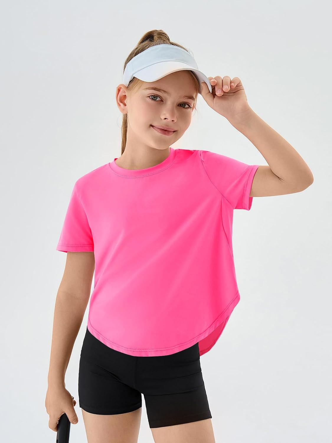 Haloumoning Girls Athletic Shirts Kids Short Sleeve Quick Dry Active Sports Tops Tees 5-14 Years - Image 2