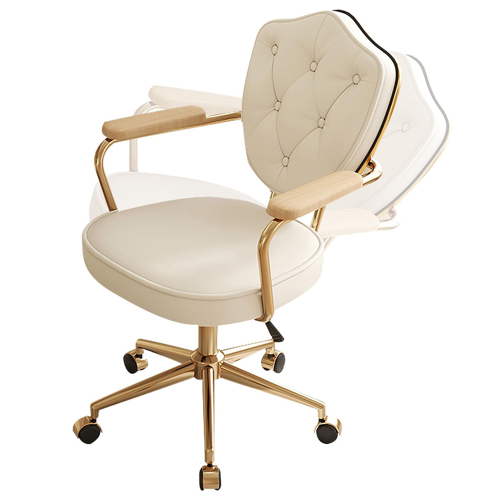 Chaise de bureau en cuir PU haut de gamme inclinable et pivotante à roulettes