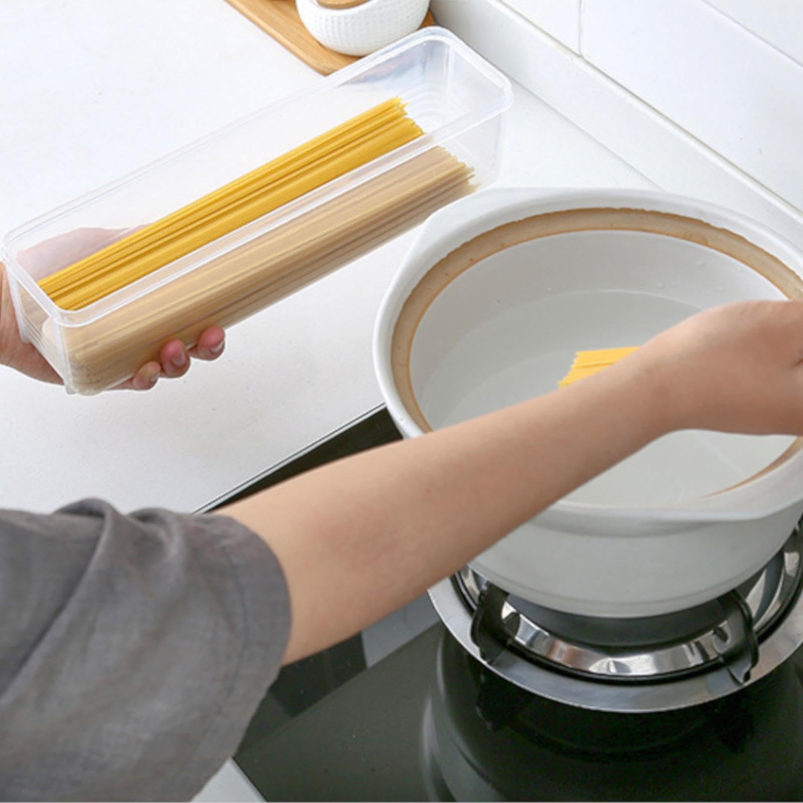 Spaghetti-Nudelbehälter, Lebensmittelqualität, transparent, rechteckig, Nudelbehälter, Kühlschrank-Aufbewahrungsbehälter, Gefrierschrank-Crisper-Boxen für Lasagne, Macaroni, Nudeln, Nudeln