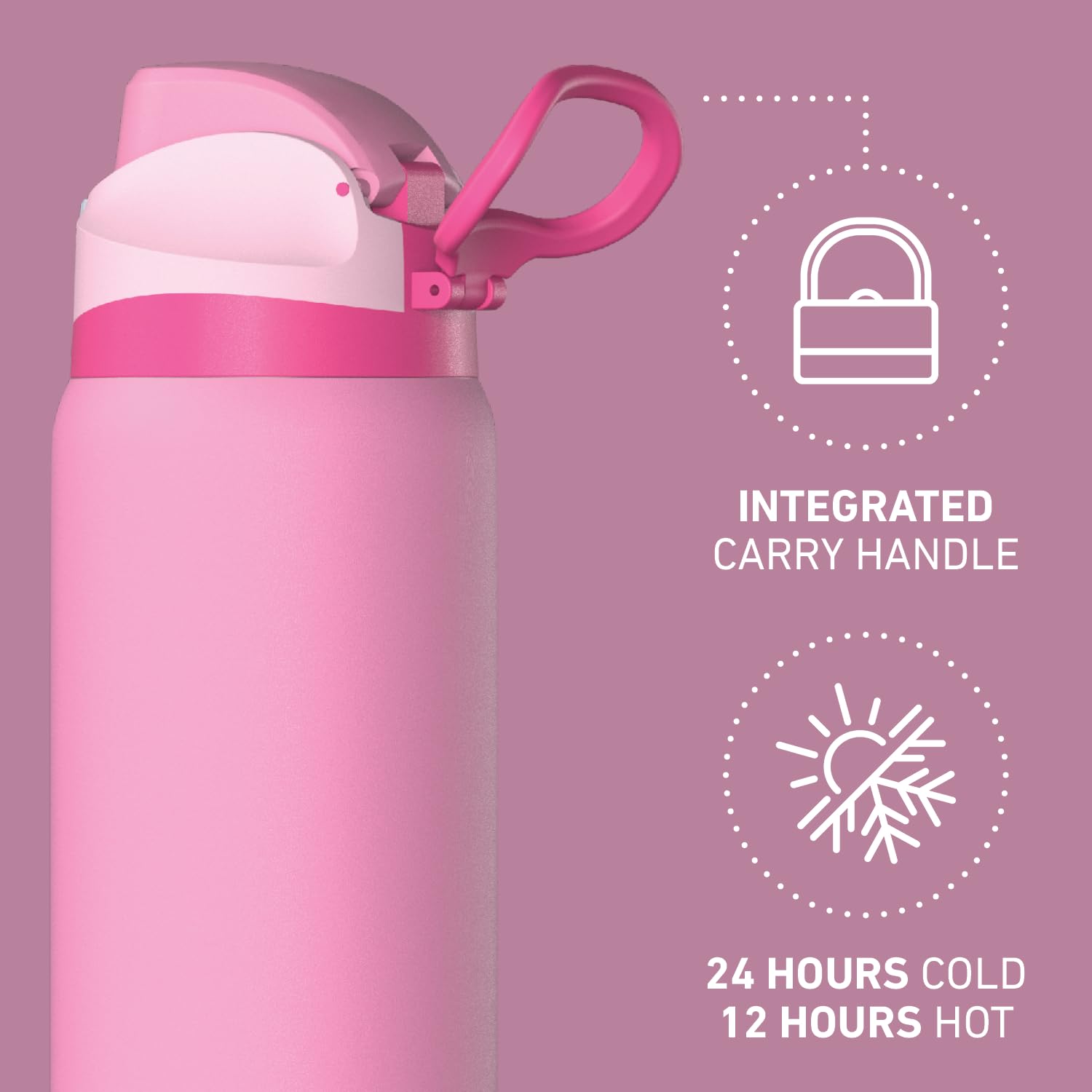 HYDRAPEAK 水筒 ピンク リボンデザイン 591ml Hydrapeak Oasis 32 oz Fun Sticker Print Water Bottle with Chug Lid