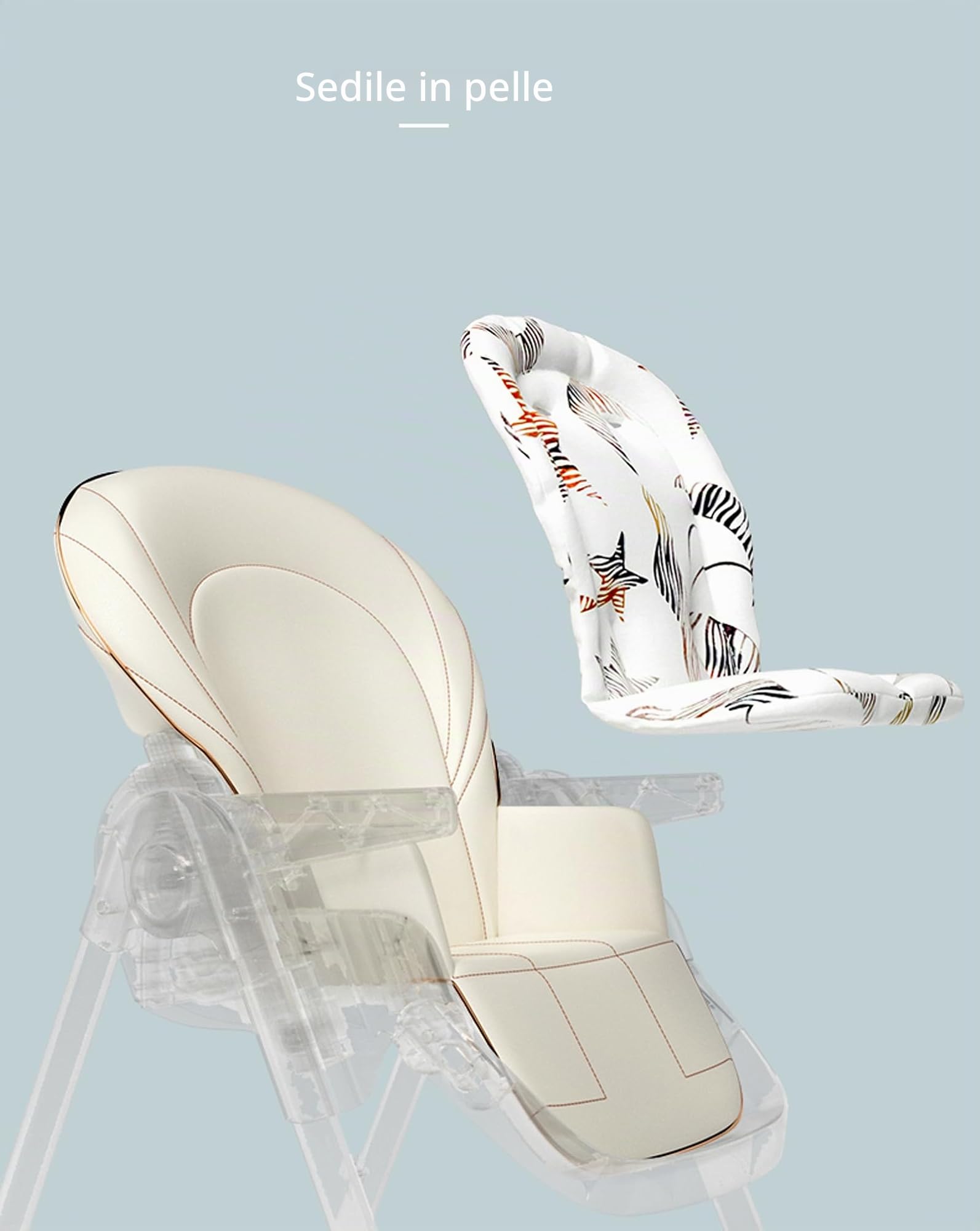 Nine point nine Pelle PU Seggiolone Pappa, Convertibile Pieghevole Seggiolones Pappa 0 36 Mesi con 6 Altezze e 3 Posizioni Reclinazione, Seggiolone Neonato con Doppi Vassoi e Ruote (808 Khaki)