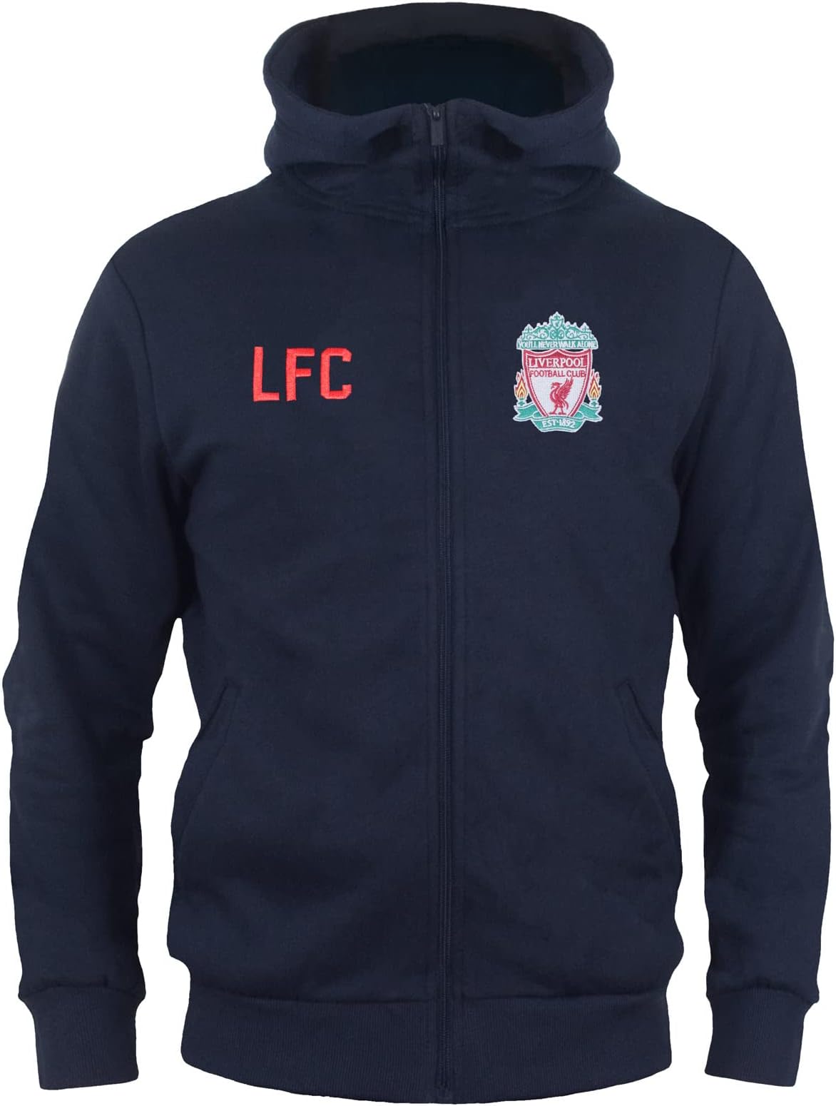 Liverpool FC Official Soccer Gift Boys Fleece Zip Hoody Navy 8-9 Years