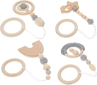 ibasenice 4 Peças Brinquedos De Rack De Ginástica Brinquedos De Madeira Para Bebês Brinquedos De Ginástica Para Bebês Tapete De Dentição Anéis De Dentição Brinquedos Para Bebês