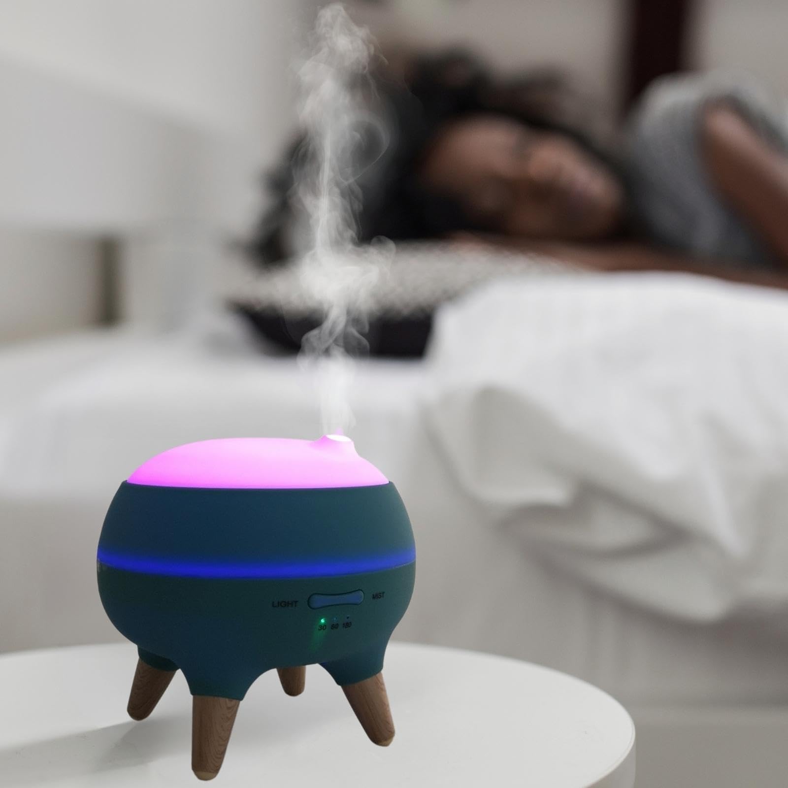 Zen’Arôme Diffuseur Huile Essentielle Julio, Diffuseur Ultrasonique Aromathérapie à Froid, Diffuseur Électrique de Parfum, 2 Modes de Diffusion et Fonction Minuterie, Éclairage LED, Design Original
