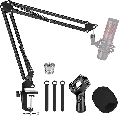GLEAM - Soporte de micrófono con brazo para micrófono azul Yeti HyperX QuadCast SoloCast Snowball Fifine Shure SM7B y otros micrófonos, mediano
