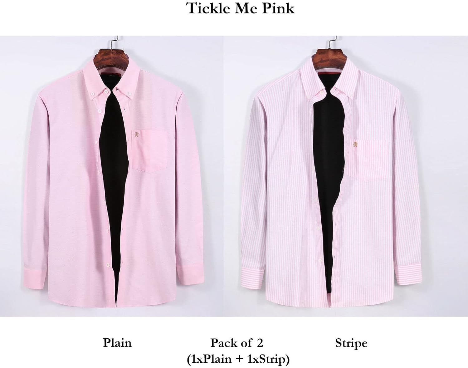 Mens Long Sleeve Stripe Oxford Shirt.Buy Single or with a Matching Plain Colour,2 Pack Pair.The Kensington Button Down Collar