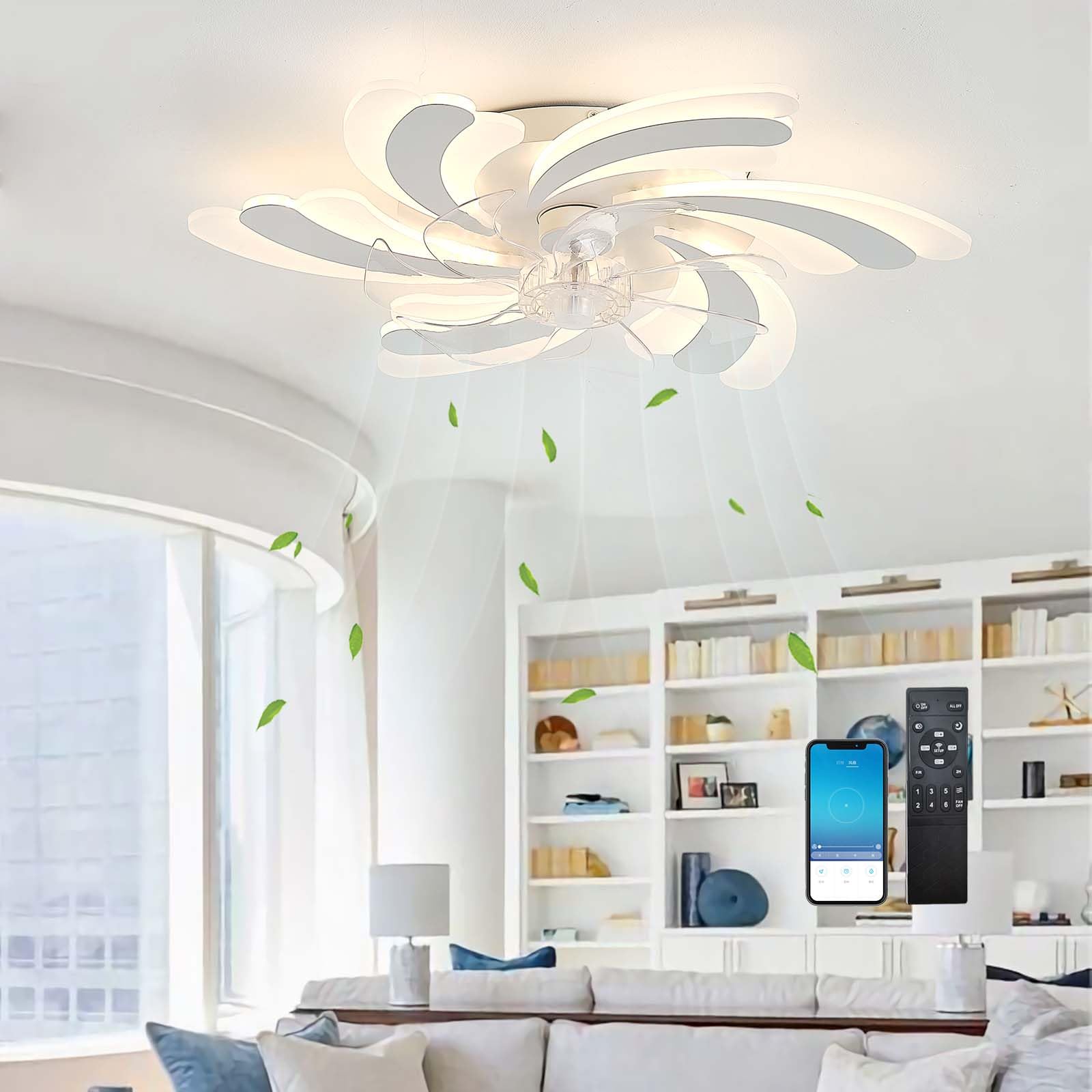 Ventilateur Plafond Avec Lumière Télécommande IP65 Étanché - Silencieux Réversible Dimmable 6 Vitesses