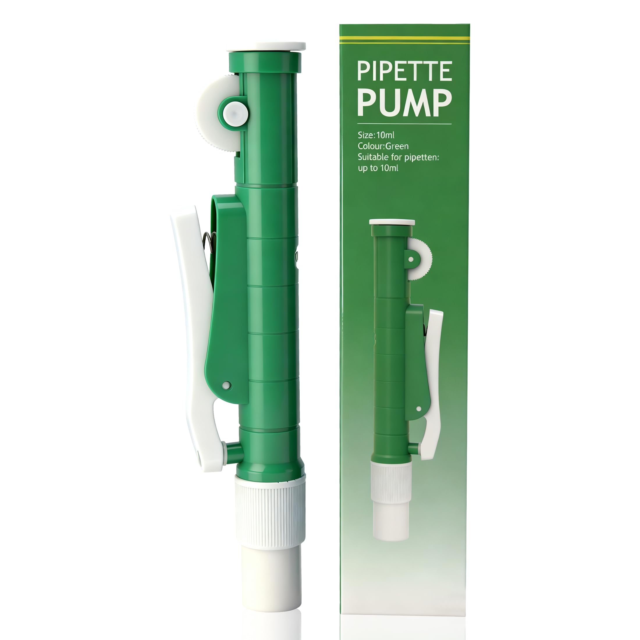Lab Pipettes Scientific Pipette Pump Filler for Disposable Plastic and Glass Pipettes 10ml, Green
