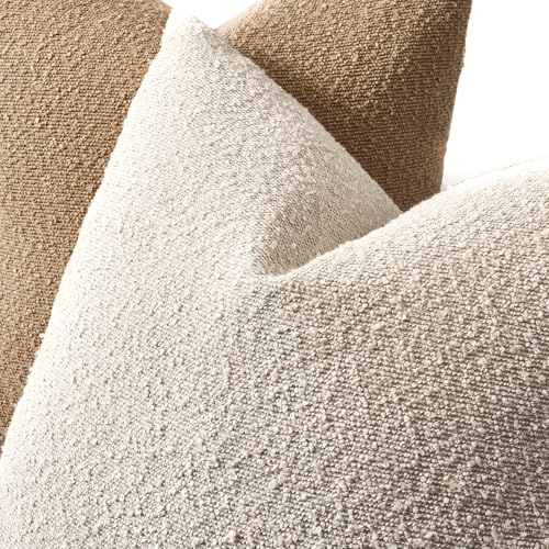 EIHU HOME 20x20 Boucle Throw Pillow Covers, Set of 2, Beige by EIHU HOME - Used condition - Image 4