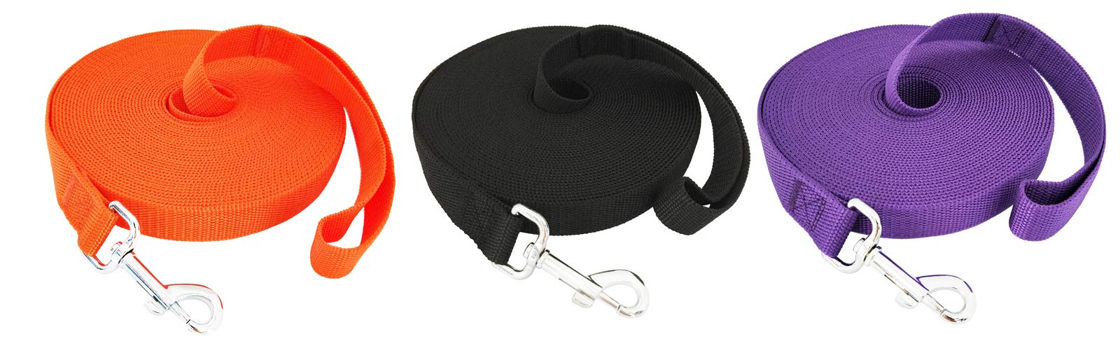 SALO Wytrzymała nylonowa smycz treningowa dla małych i średnich dużych psów, szerokość 3 cm, długość 6 m, 9 m, 12 m, 15 m, smycz dla psa, szczeniaka, do treningu przypominania posłuszeństwa, na kemping lub podwórko (30 stóp, czarna)