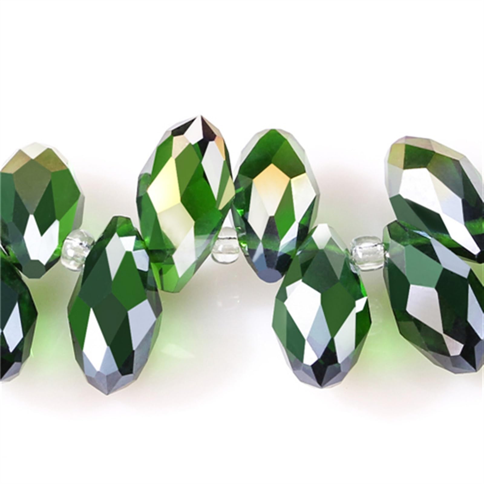 JINFEUGE 50Pcs Austrian Clear Teardrop Crystal Beads,for Jewelry Making Earrings Women DIY Perles Briolette Faceted Glass Beads/Z006Ab_8*13.0Mm 50Pcs