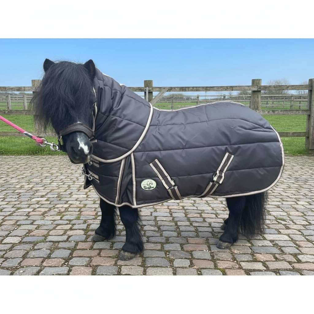 Ruggles 300g Stable Rug with Detachable Neck Cover for Shetland Section A Donkey Miniature Horse | Soft Nylon Anti Rub Lining | Smart Versatile Rug for Cooler Weather (Brown, 4' 3")