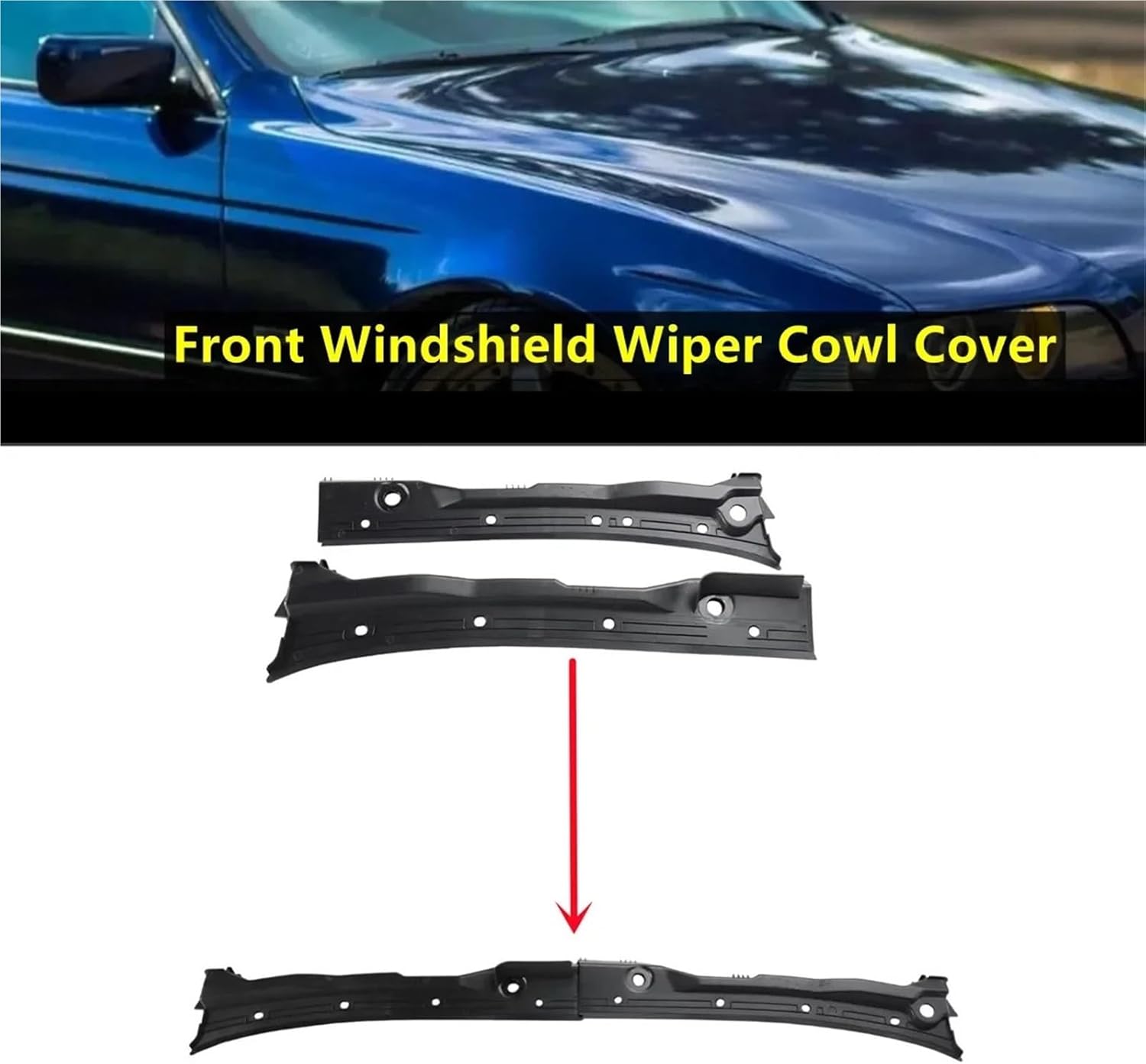Compatible With BMW E39 525i 528i 530i 540i 1997-2003 - Rain Tray Grille Cowl Panel Windshield Wiper Cover 51718159292