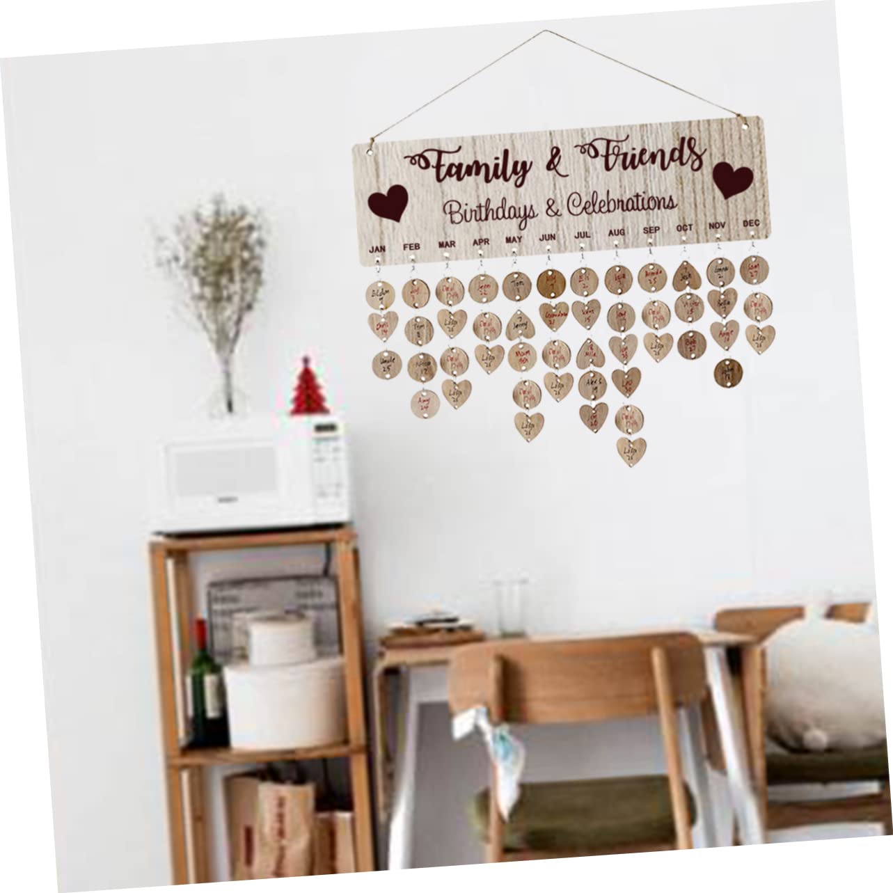 NUOBESTY 9 Set di Calendario per Famiglia E Amici Promemoria in Legno Promemoria per Compleanni Promemoria da Appendere alla Parete Promemoria per La Casa