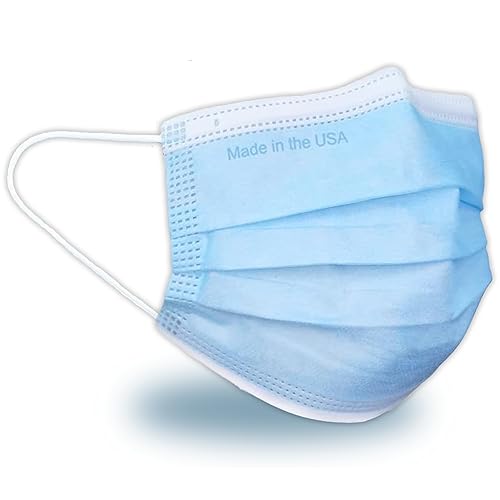 Paquete de 50 mascarillas faciales hechas en Estados Unidos, mascarillas desechables para adultos, fabricadas en Estados Unidos ASTM nivel 3,