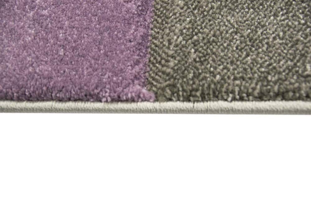 CARPETIA Teppich modern Kurzflor Teppich Karo Pastell lila beige Creme braun Größe 200 x 290 cm