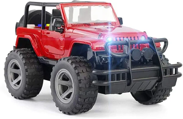 UXRPTU Car Toy 1:16 Off-Road Military Fighter Friction Powered Toy Vehicle with Fun Lights and Sounds