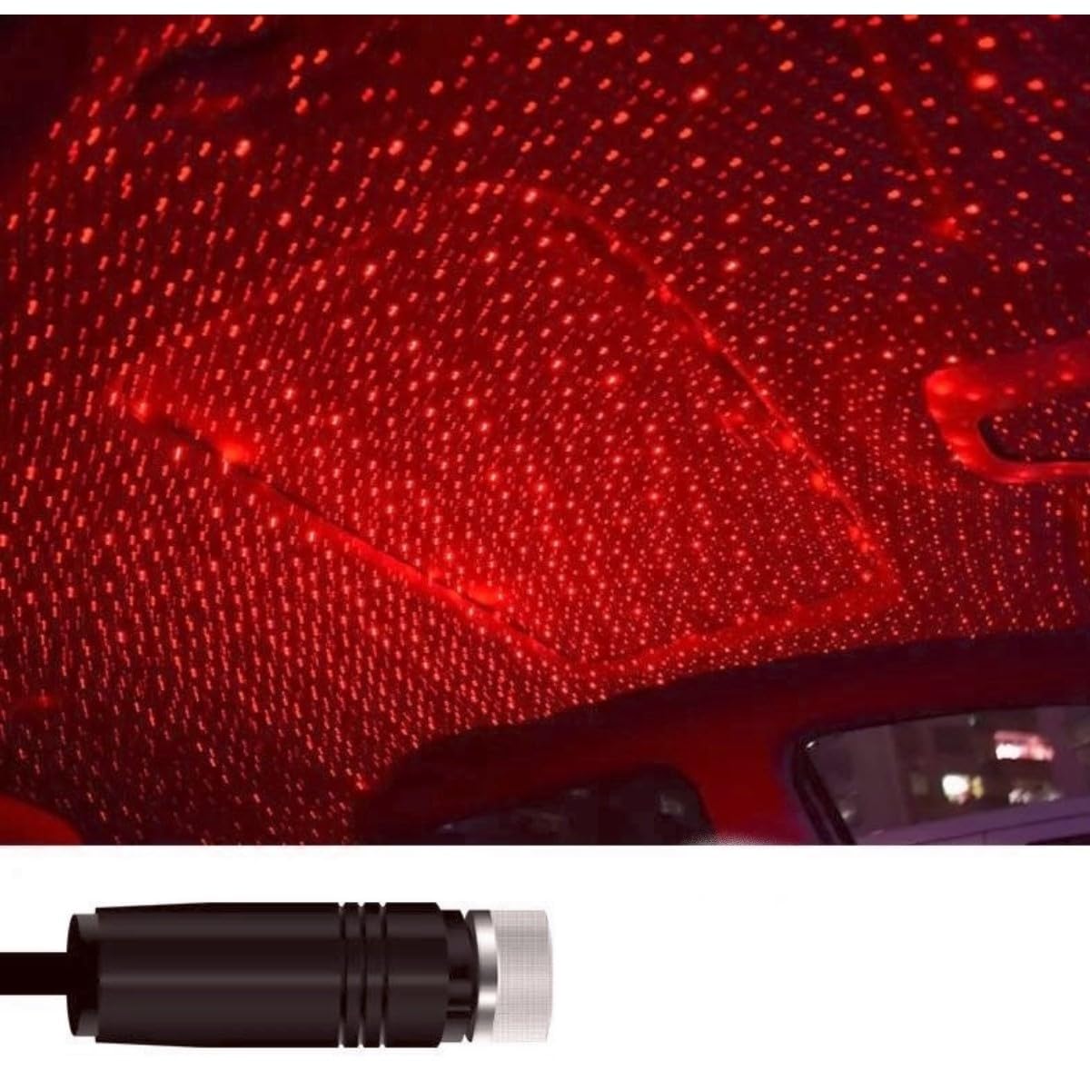 Car Accessories LED Lights Interior Roof USB LED Star Light Ambiance Starry Sky Night Projector Lamp (Ruby Red)