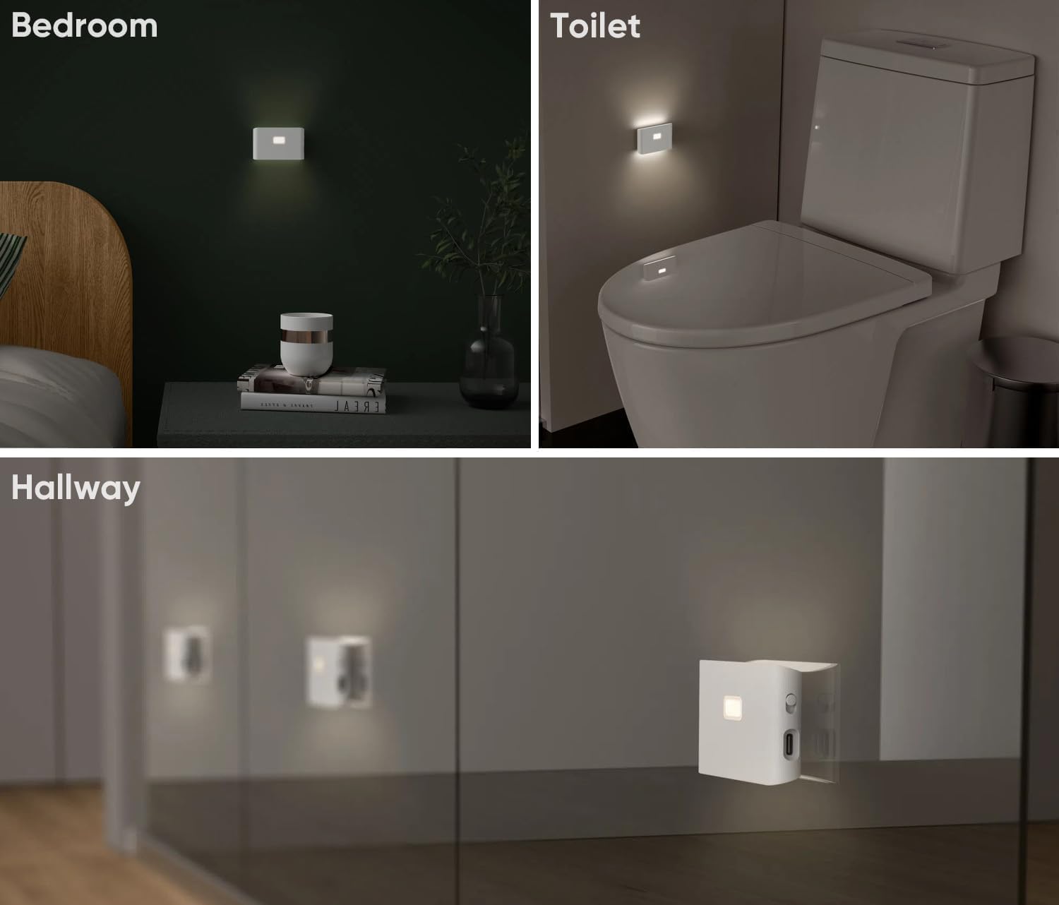 Wyze Lifestyle - Luces nocturnas recargables con sensores de movimiento y de anochecer, luz blanca cálida y suave para baño, pasillo, enlazable, montaje magnético, paquete de 9