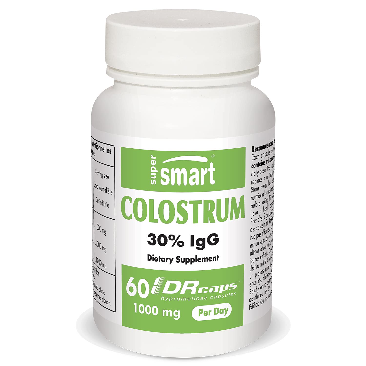 Supersmart - Colostrum 1000 mg - Contains 30% IgG - Help with Fatigue -  Immune System Booster & Anti Inflammatory Properties | Non-GMO & Gluten  Free - ...