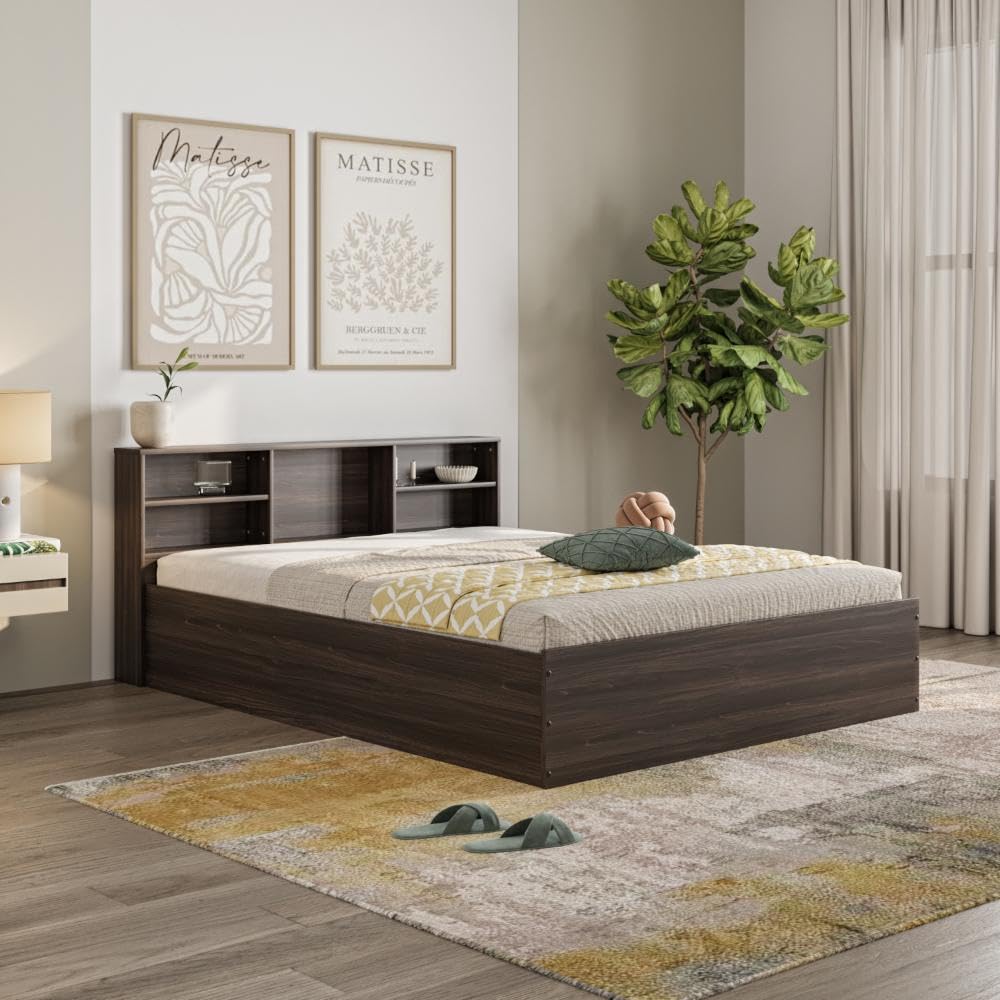 Wakefit Bed | 1 Yr Warranty | Bed Queen Size, Comes with Storage Box, Noise Free, Density: 680–750 kg/m³, Termite & Borer Resistant, Fits Mattresses Up to 8 Inches (Petra 78 x 60 - Wyoming Maple)