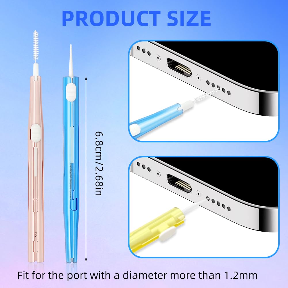 AXFEE Zestaw do czyszczenia telefonu komórkowego 4 sztuki, zestaw szczoteczek do czyszczenia portu telefonu USB C, szczoteczka do czyszczenia dwustronna, zestaw do czyszczenia ładowania, odpowiedni do