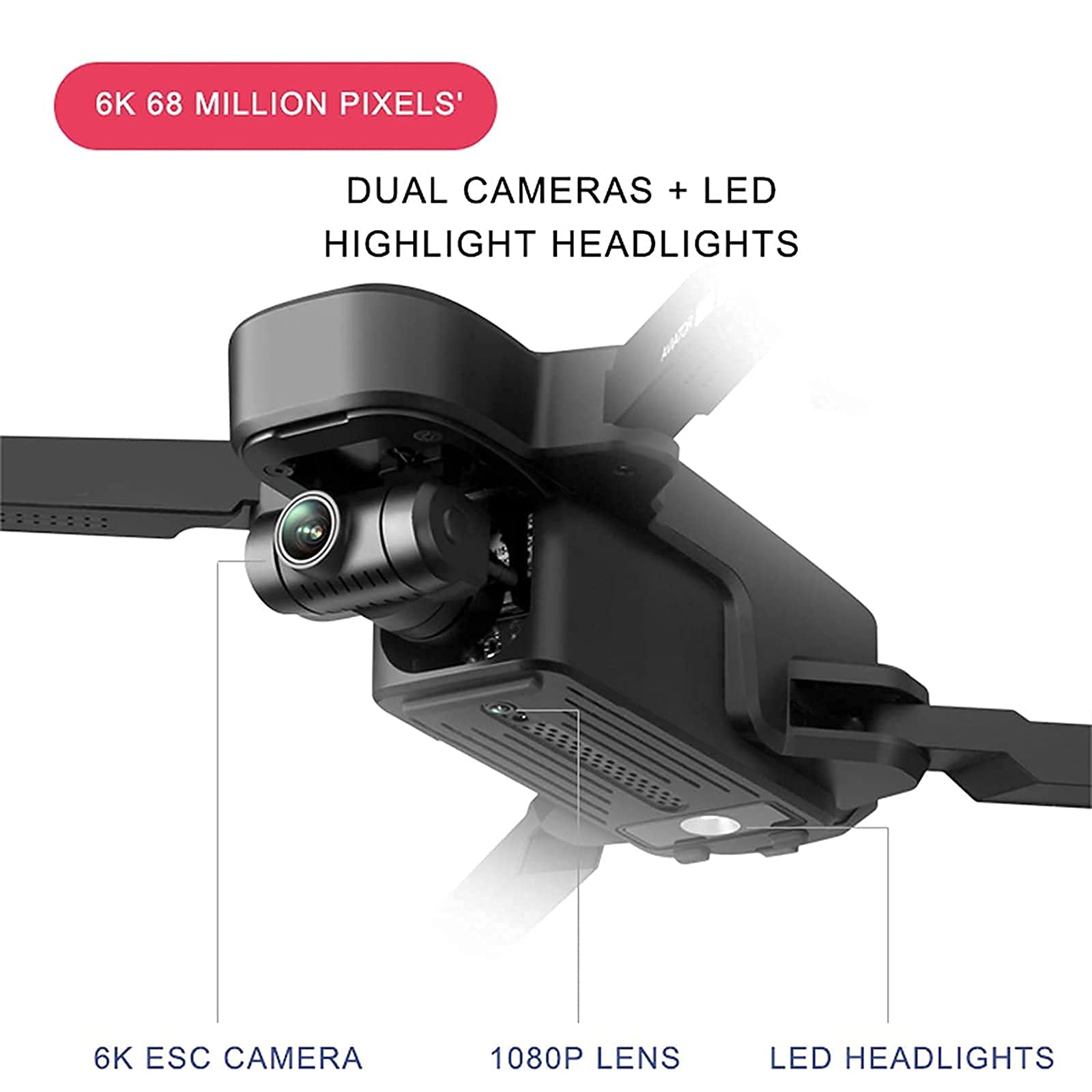 MDybf Drony z kamerami są dla początkujących z kamerą dla dorosłych, 2-osiowa kamera gimbal 4K 2500 W EIS, 2 baterie 56 minut czasu lotu, silnik bezszczotkowy, transmisja FPV 5 GHz, podwójny GPS Auto
