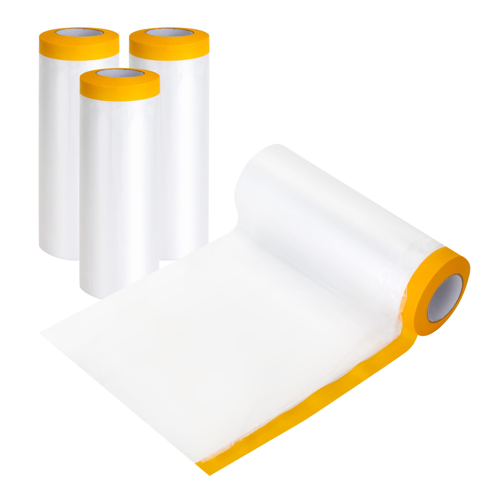 YOUNTHYE Self Adhesive Dust Sheet Rolls - 4 Rolls, 2.4m X 20m, Painting Drop Cloth With Tape