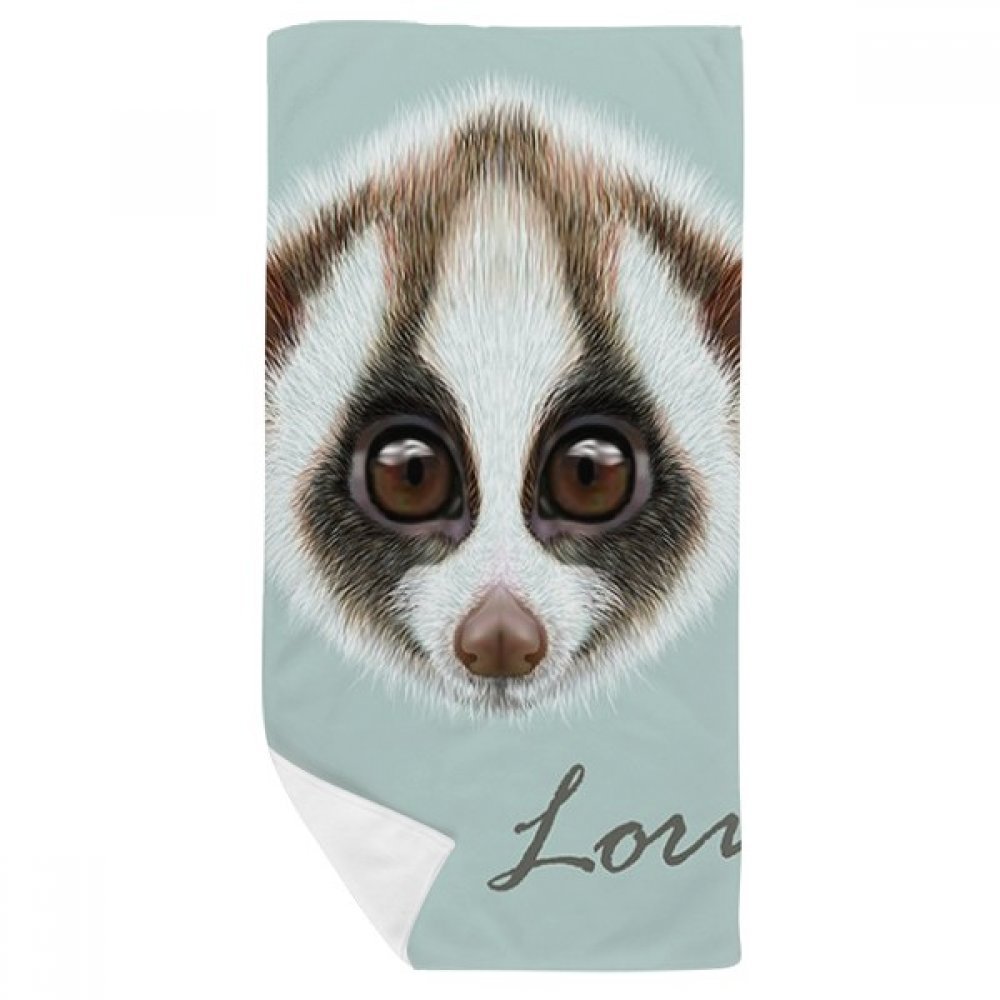 Serviette de bain loris animal marron 35x70cm douce multicolore