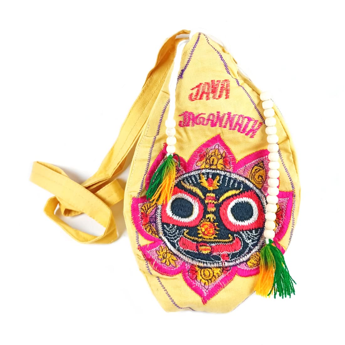 MAYAPURI Traditional Jay Jagannath Embroidery Japa Bag/Chanting Bag/Beads Bag (Golden Yellow) (B0BSHGNGD3) Amazon Price History, Amazon Price Tracker