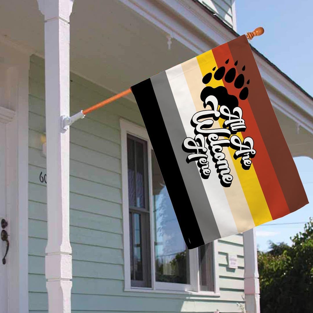ThisWear Gay Bear Pride Gay Bear Flag All are Welcome Here Gay Bear Gifts Double Sided 28x40 House Flag
