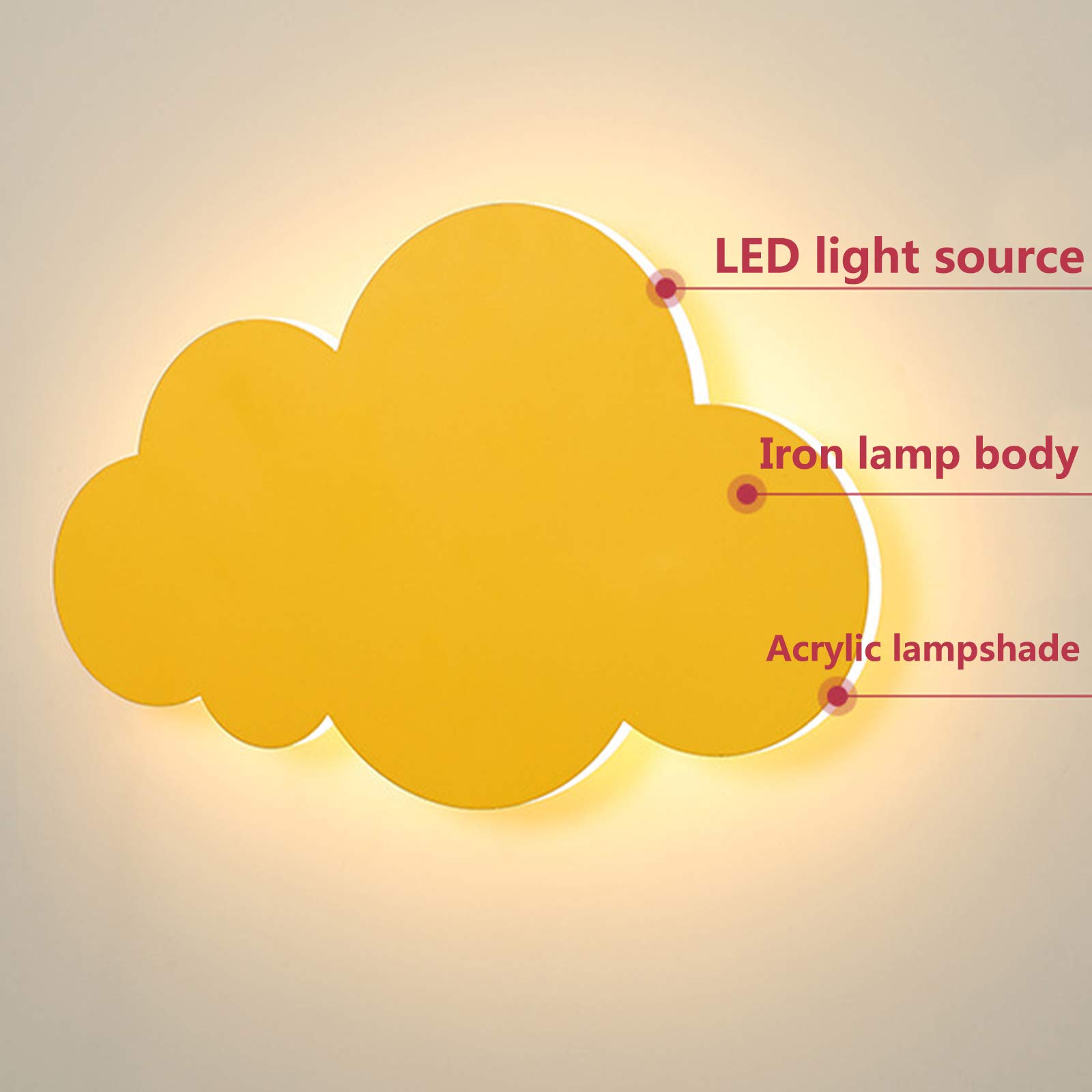 WXKAGF Kinkiet LED Cloud, kinkiet wewnętrzny z 3 temperaturami barwowymi, lampka nocna z akrylowym abażurem, do salonu sypialnia dziecięca dekoracyjna, niebieska/B