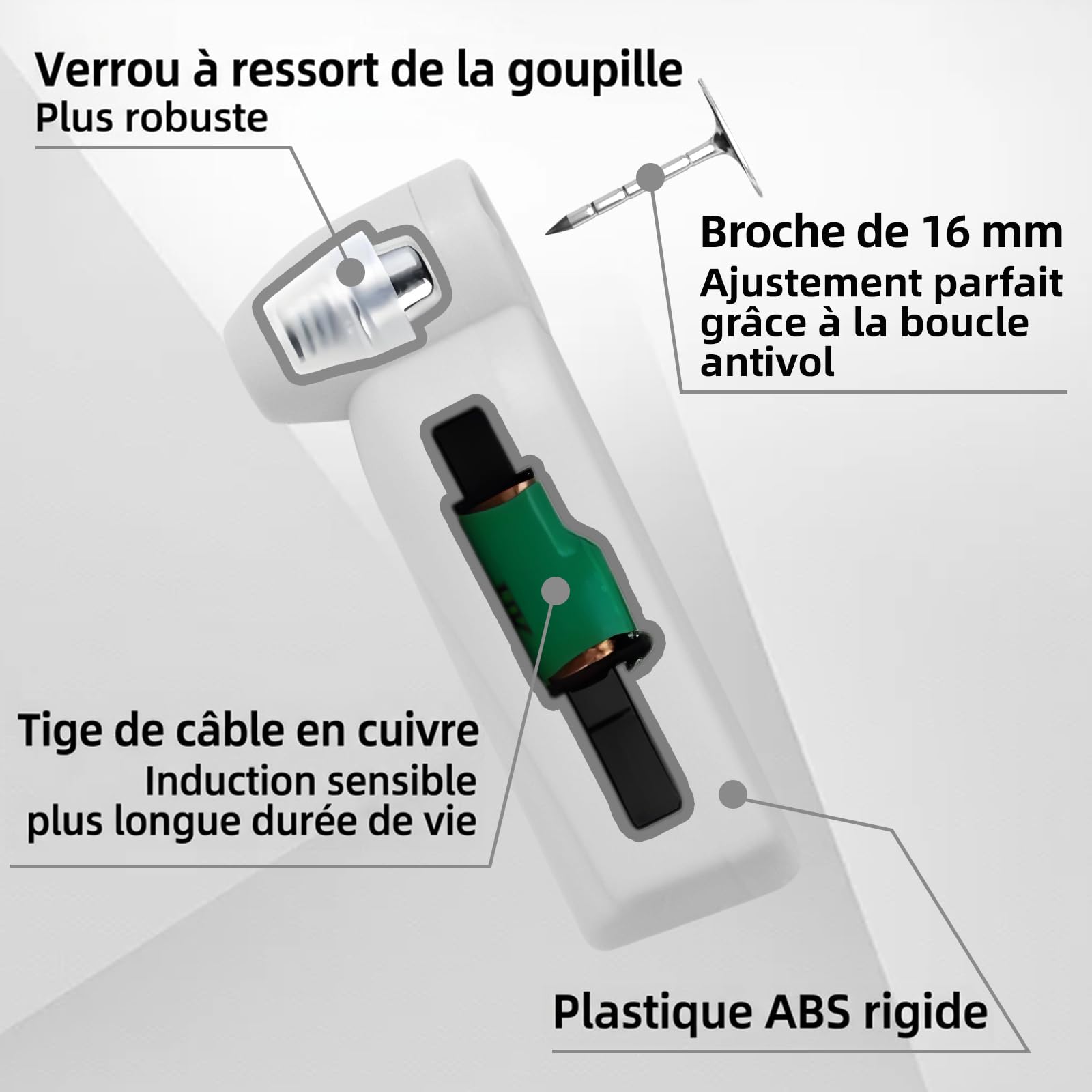 Mini étiquette de sécurité pour vêtements durs avec corde, mini étiquette de vente au détail avec 100 broches, compatible avec système AM-58 kHz, compatible avec système AM-58 kHz pour