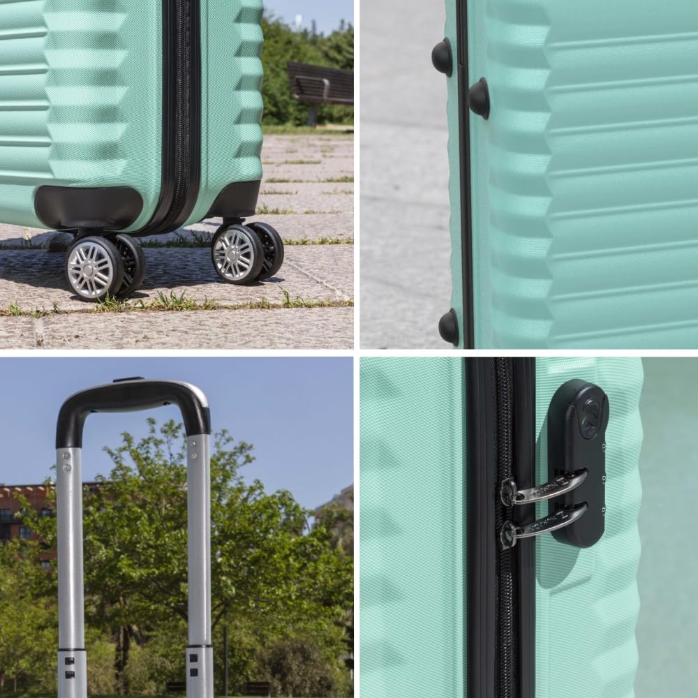 NUMADA - Valigia Grande Upfly 25Kg Upfly 28' ABS (75x49x29cm) con chiusura a combinazione e 4 ruote doppie a 360 | Resistente | Leggera | Interni a scomparti | Verde