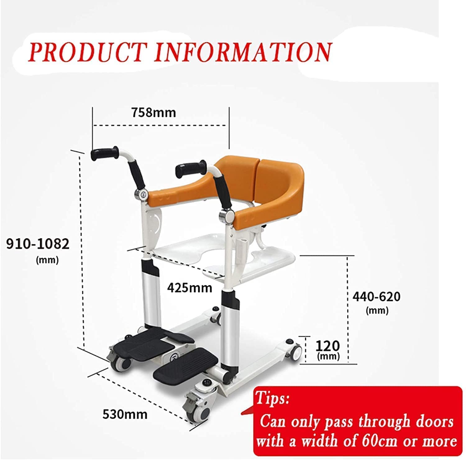 Podnośnik do domu, hydrauliczny wózek inwalidzki dla pacjenta do domu, przenośne krzesło do przenoszenia pacjenta z dzielonym siedzeniem 180°, przy łóżku z nocnikiem zapobieganie upadkowi pomoc