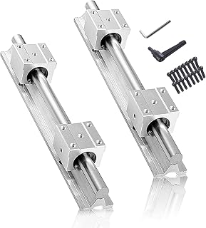 Linear Rail 2PCS SBR12 300mm Fully Supported Linear Rail Shaft Guide 12mm with 4PCS SBR12UU Slide Bearing Block, Linear Rails and Bearings Kit for CNC Machine