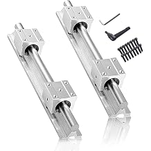 Linear Rail 2PCS SBR12 300mm Fully Supported Linear Rail Shaft Guide 12mm with 4PCS SBR12UU Slide Bearing Block, Linear Rails and Bearings Kit for CNC Machine