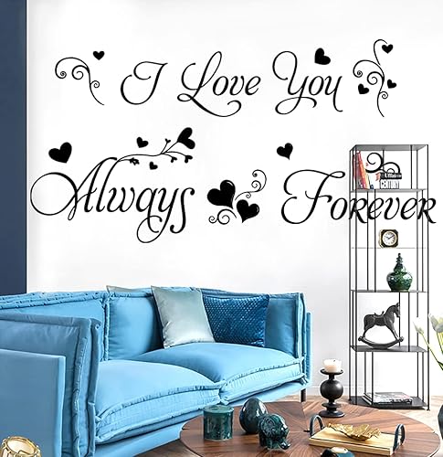 Decoración de pared de vinilo negro con texto en inglés I Love You Always  Forever para decoración de pared del hogar citas románticas matrimonios