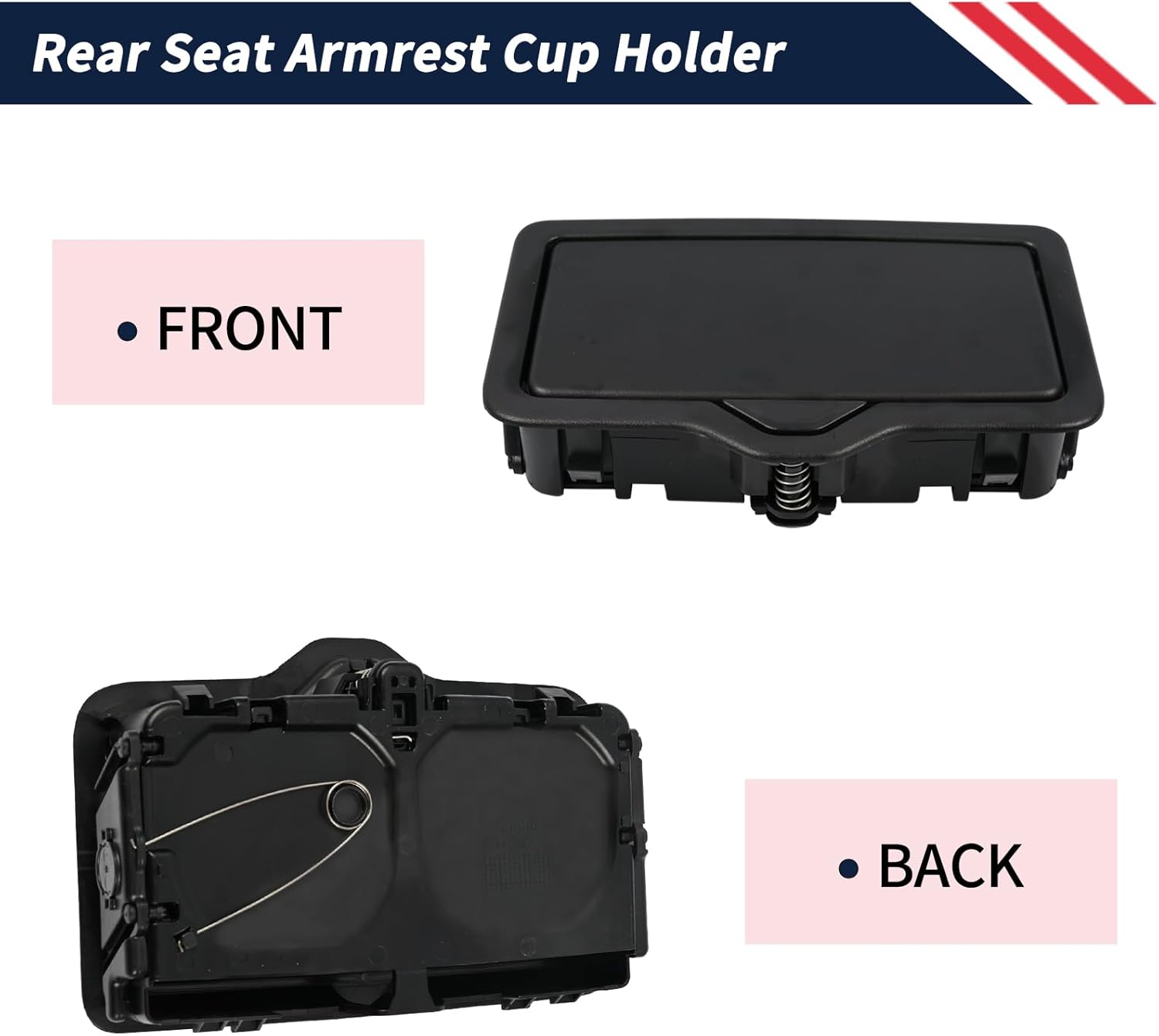 Center Console Cup Holder Stable 4M0885995A Compatible with Audi A3 Q2 Q3 Q5 Q7 SQ7 Q8 2016-, Rear Seat Armrest Cup Holder, Black