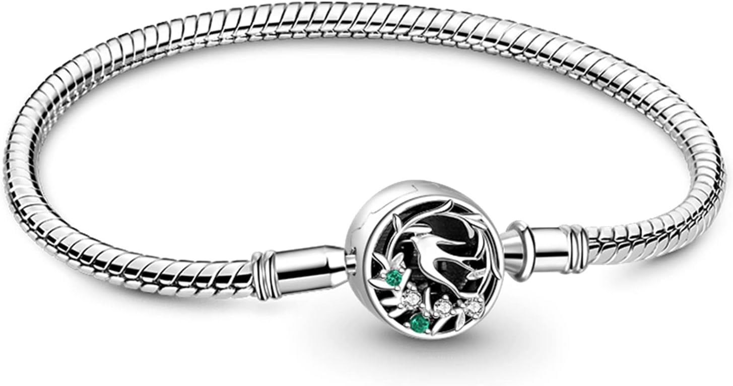 GNOCE Spring Bird Basic Snake Chain Bracelet 925 Sterling Silver Women Bracelets Gift for Women Wife