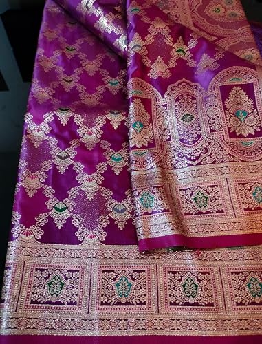 ASIAN CURVES purple banarasi silk saree in katan silk – image 3