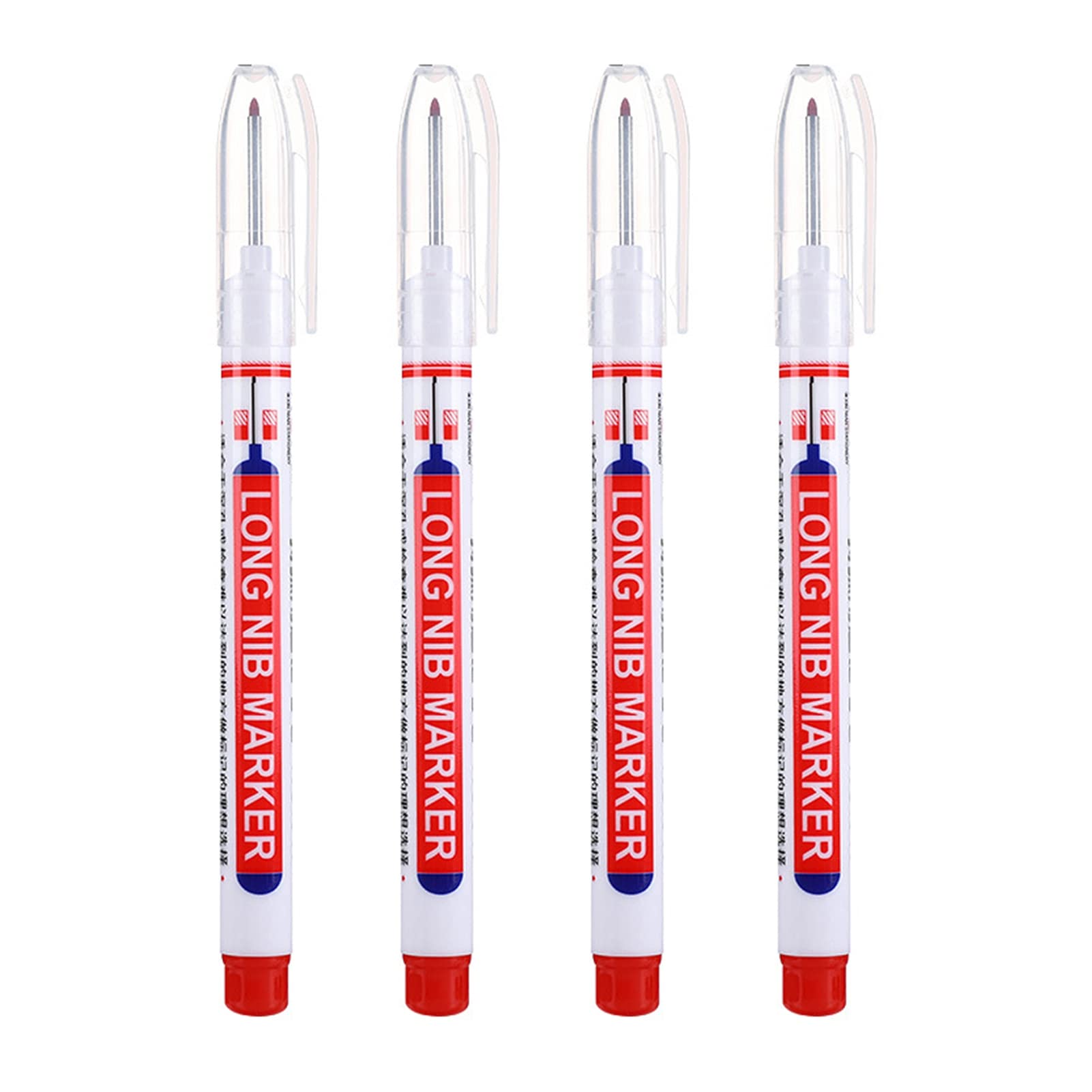 tinysiry 4Pcs Marker Pen Smear-proof Useful Comfortable To Grip Marking Pen Red