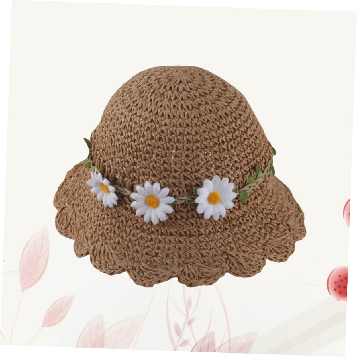 Healeved Sun Protection Hat Wide Brim Summer Beach Hat with Chrysanthemum Decoration for Outdoor Activities Suitable for Month Boy Girl Lightweight and Breathable Design