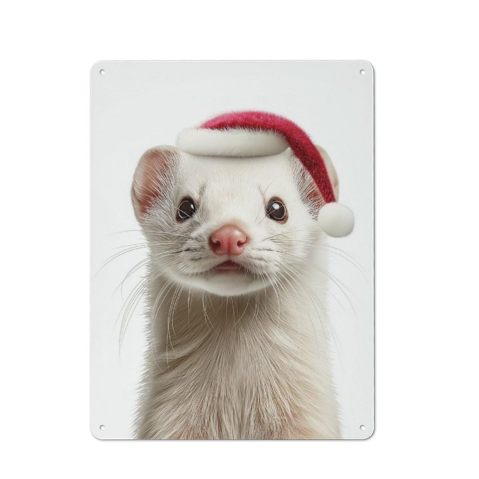 Retro Festive Weasel Portrait Metal Wall Plaque 40x30cm, Nostalgic Wall Art for Living Room, Hallway, Kitchen Or Cafe